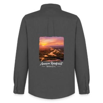 Rainforest Sunset Brazil - Men's Oxford Shirt by Stanley/Stella - anthracite - Back - AI Model Male 185 dark (185cm)