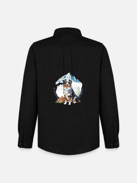 Aussie Dog Landscape Nature Illustration - Men's Oxford Shirt by Stanley/Stella - black