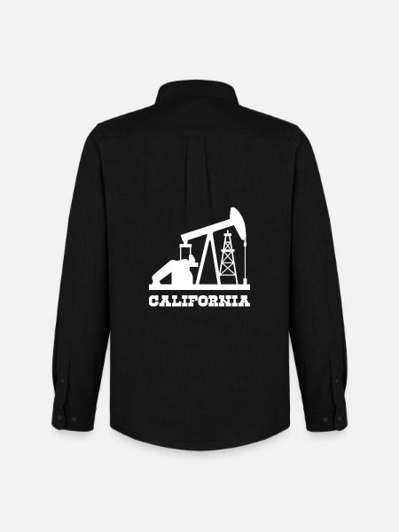 California Oilfield Pumpjack Design - Men's Oxford Shirt by Stanley/Stella - black