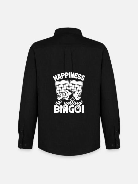 Bingo Player Happiness Is Yelling Bingo - Men's Oxford Shirt by Stanley/Stella - black