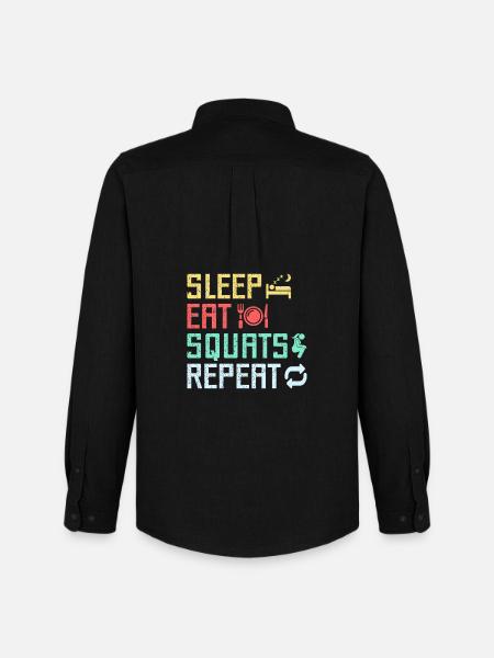 Fitness Fanatics Sleep Eat Squats Repeat - Men's Oxford Shirt by Stanley/Stella - black