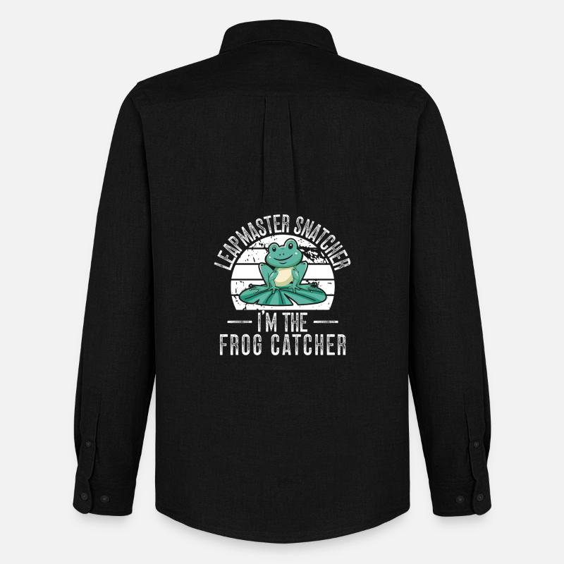 Frog Catcher Leapmaster Snatcher Frog - Men's Oxford Shirt by Stanley/Stella - black