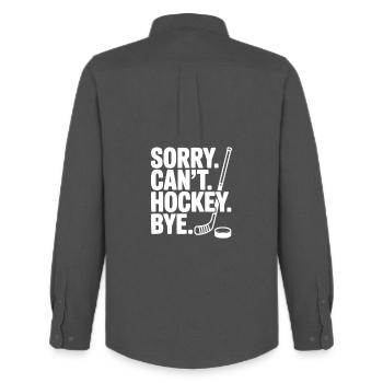 Sorry. Can't. Hockey. Bye. - Men's Oxford Shirt by Stanley/Stella - anthracite - Back - AI Model Male 185 dark (185cm)