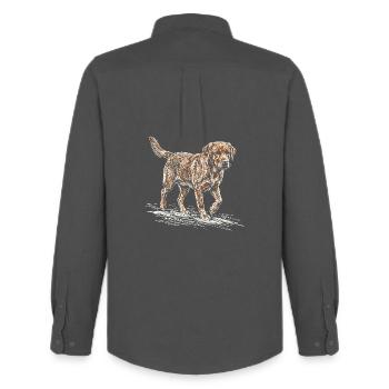 Fox Red Labrador Sketch – Dog Design - Men's Oxford Shirt by Stanley/Stella - anthracite - Back - AI Model Male 185 dark (185cm)