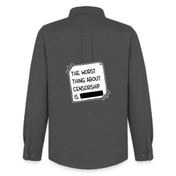 The Worst Thing About Censorship Is Funny Irony - Men's Oxford Shirt by Stanley/Stella - anthracite - Back - AI Model Male 185 dark (185cm)