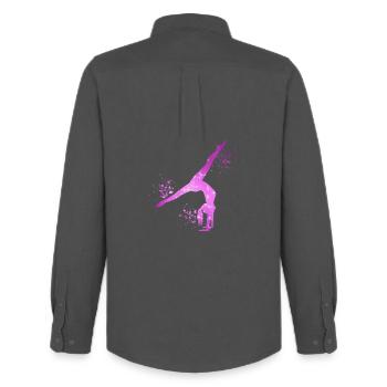 Gymnaste Fille Gymnastique Acrobatie - Chemise Oxford homme Stanley/Stella - charbon - Dos - AI Model Male 185 dark (185cm)