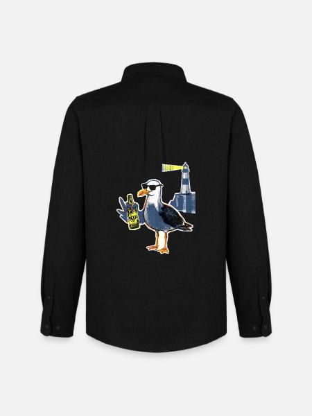 Coole Möwe Leuchtturm Bier - Männer Oxford Hemd von Stanley/Stella - Schwarz