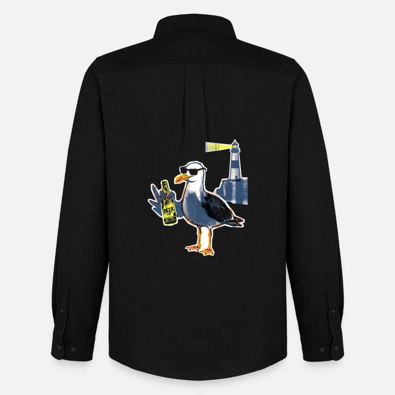 Coole Möwe Leuchtturm Bier - Männer Oxford Hemd von Stanley/Stella - Schwarz