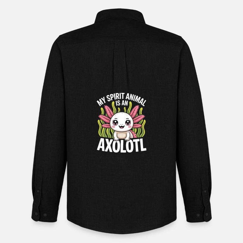 Axolotl Geisttier-Design - Männer Oxford Hemd von Stanley/Stella - Schwarz
