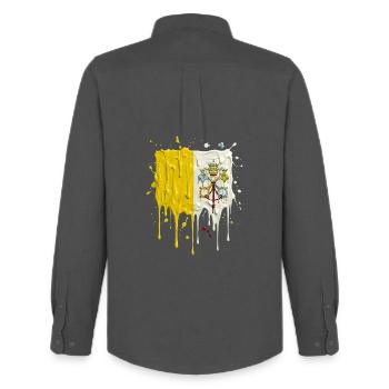 Vatican's yellow and white color split - Men's Oxford Shirt by Stanley/Stella - anthracite - Back - AI Model Male 185 dark (185cm)