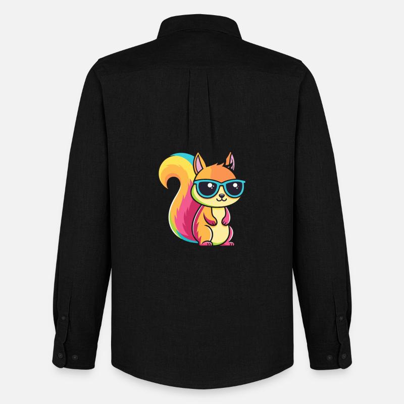 Regenbogen-Eichhörnchen mit Brille - Männer Oxford Hemd von Stanley/Stella - Schwarz