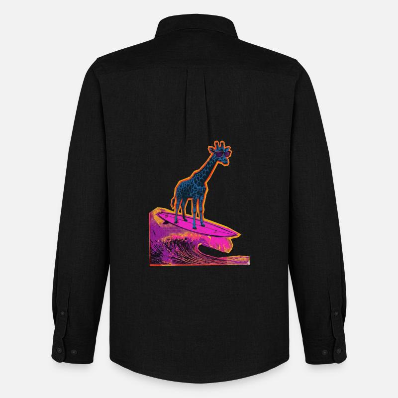 Surfer Giraffe - Männer Oxford Hemd von Stanley/Stella - Schwarz