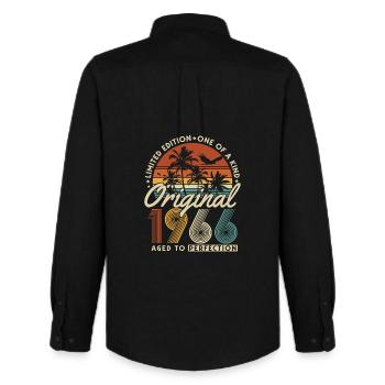 1966 Jahrgang geboren Vintage Geburtstag Geschenk - Männer Oxford Hemd von Stanley/Stella - Schwarz - Hinten - AI Model Male 185 dark (185cm)