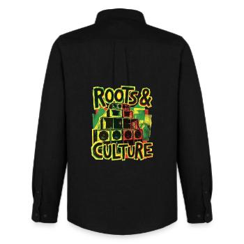 Roots Reggae Dub - Men's Oxford Shirt by Stanley/Stella - black - Back - AI Model Male 185 dark (185cm)