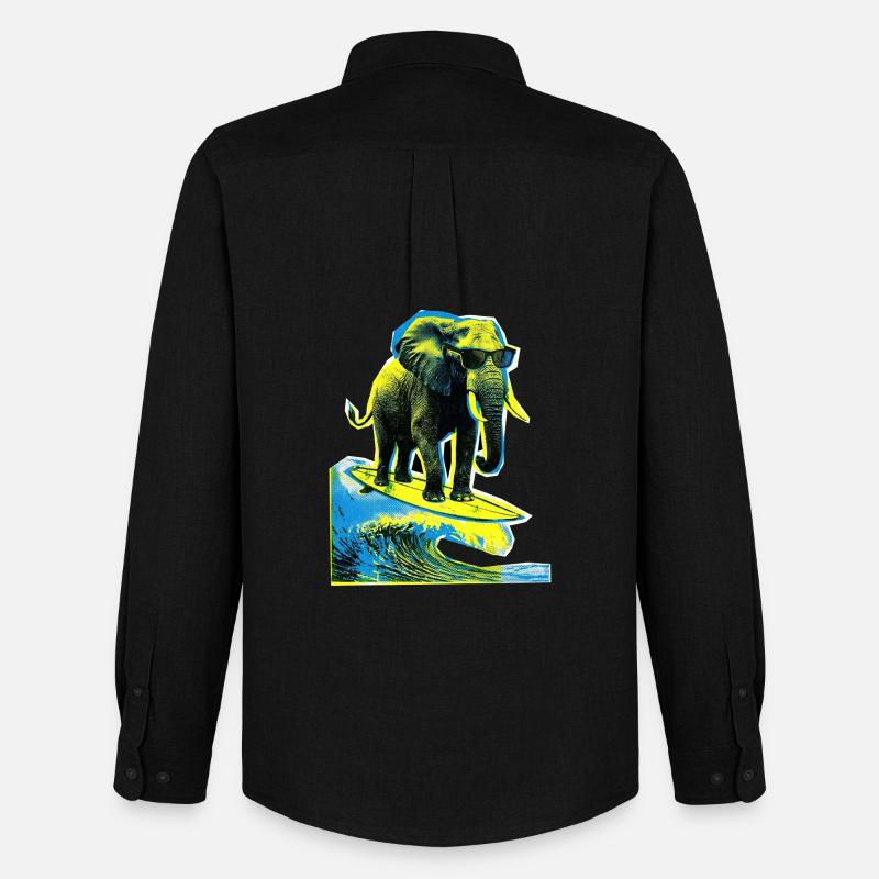 Elefant Surfer - Männer Oxford Hemd von Stanley/Stella - Schwarz