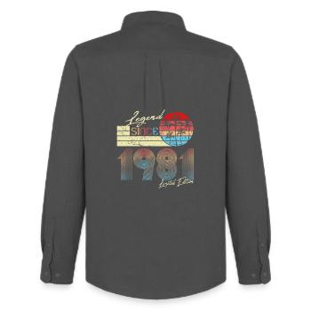 Retro Legend 1981 Édition Limitée - Chemise Oxford homme Stanley/Stella - charbon - Dos - AI Model Male 185 dark (185cm)