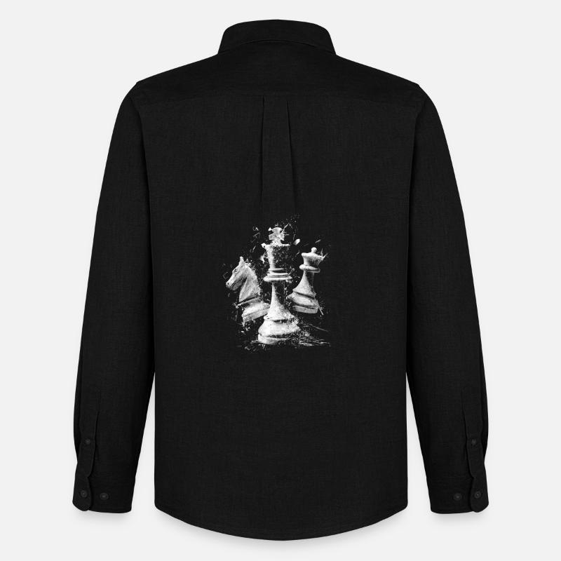 Schach Figuren Explosion Design Dynamisches Bretts - Männer Oxford Hemd von Stanley/Stella - Schwarz