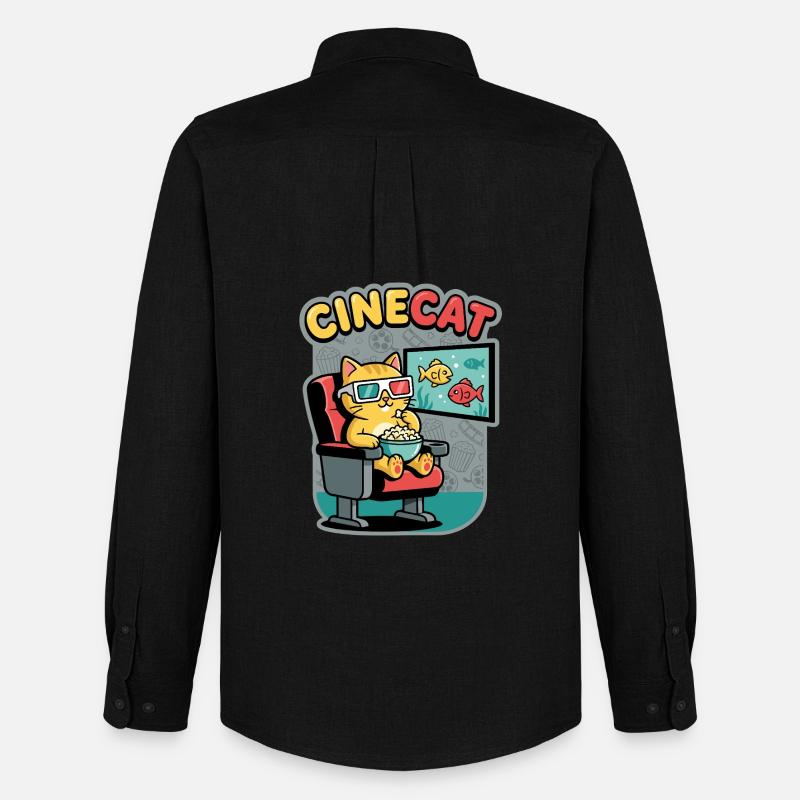 CineKat Kino-Katze Popcorn - Männer Oxford Hemd von Stanley/Stella - Schwarz