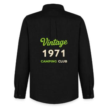 Vintage 1971 – Camping Club Retro Birth Year - Men's Oxford Shirt by Stanley/Stella - black - Back - AI Model Male 185 dark (185cm)