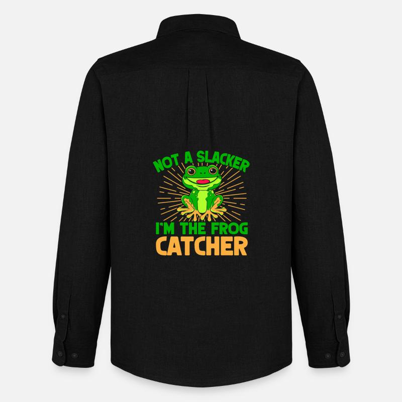 Frog Catcher Not A Slacker Frog - Männer Oxford Hemd von Stanley/Stella - Schwarz