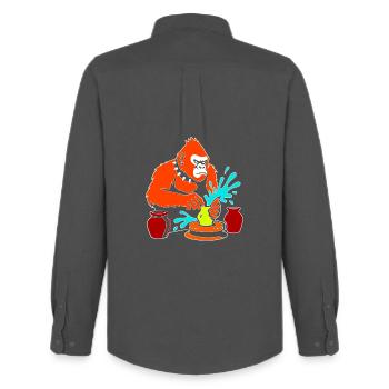 Gorilla Pottery Splash Studio - Men's Oxford Shirt by Stanley/Stella - anthracite - Back - AI Model Male 185 dark (185cm)