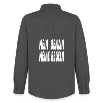Benzin - Männer Oxford Hemd von Stanley/Stella - Anthrazit - Hinten - AI Model Male 185 dark (185cm)