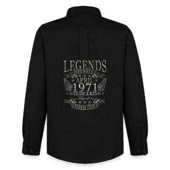 April 1971 Retro April 1971 Birthday Gift - Men's Oxford Shirt by Stanley/Stella - black - Back - AI Model Male 185 dark (185cm)