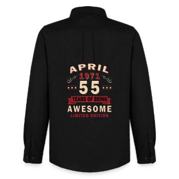 April 1971 Retro April 1971 Birthday Gift - Men's Oxford Shirt by Stanley/Stella - black - Back - AI Model Male 185 dark (185cm)