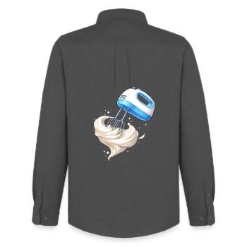Whipping Cream Hand Mixer Baking Design - Men's Oxford Shirt by Stanley/Stella - anthracite - Back - AI Model Male 185 dark (185cm)