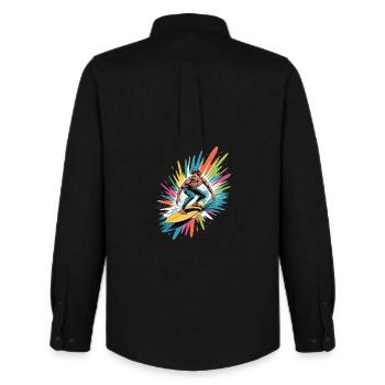 Bunter Surfer Wasserfarben Spritzer Graffiti - Männer Oxford Hemd von Stanley/Stella - Schwarz - Hinten - AI Model Male 185 dark (185cm)