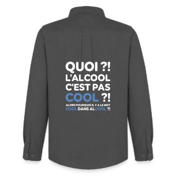 Quoi ? l'alcool c'est pas cool ? Replique culte - Chemise Oxford homme Stanley/Stella - charbon - Dos - AI Model Male 185 dark (185cm)