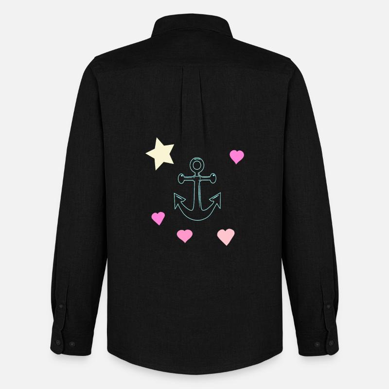 Pastello Anchor Doodle con Cuori e Stella - Stanley/Stella Camicia Oxford uomo - nero