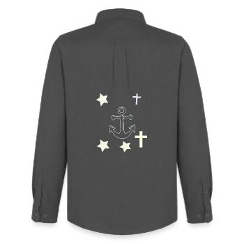 Anchors, stars and crosses - Men's Oxford Shirt by Stanley/Stella - anthracite - Back - AI Model Male 185 dark (185cm)