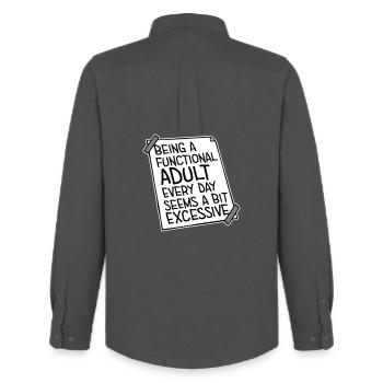 Being A Functional Adult Every Day Seems Excessive - Men's Oxford Shirt by Stanley/Stella - anthracite - Back - AI Model Male 185 dark (185cm)