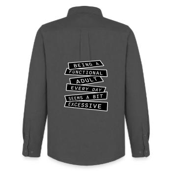 Being A Functional Adult Every Day Seems Excessive - Men's Oxford Shirt by Stanley/Stella - anthracite - Back - AI Model Male 185 dark (185cm)