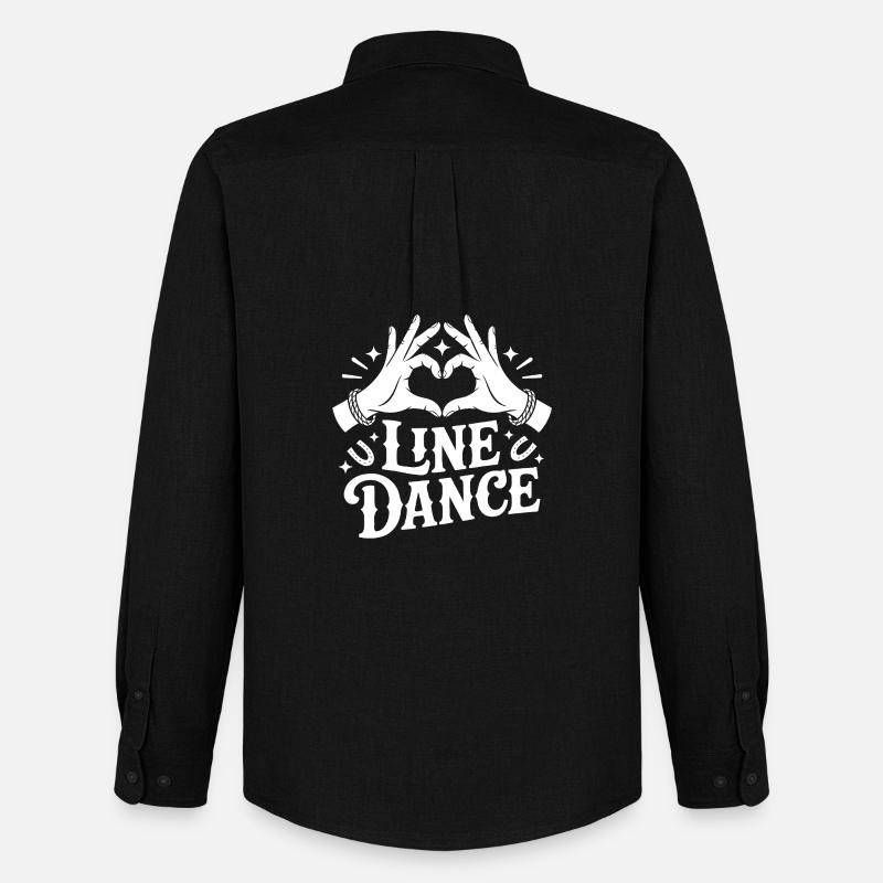 LineDance Herzhand Grafik - Männer Oxford Hemd von Stanley/Stella - Schwarz