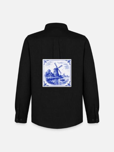 Delft Windmill by the Lake - Men's Oxford Shirt by Stanley/Stella - black