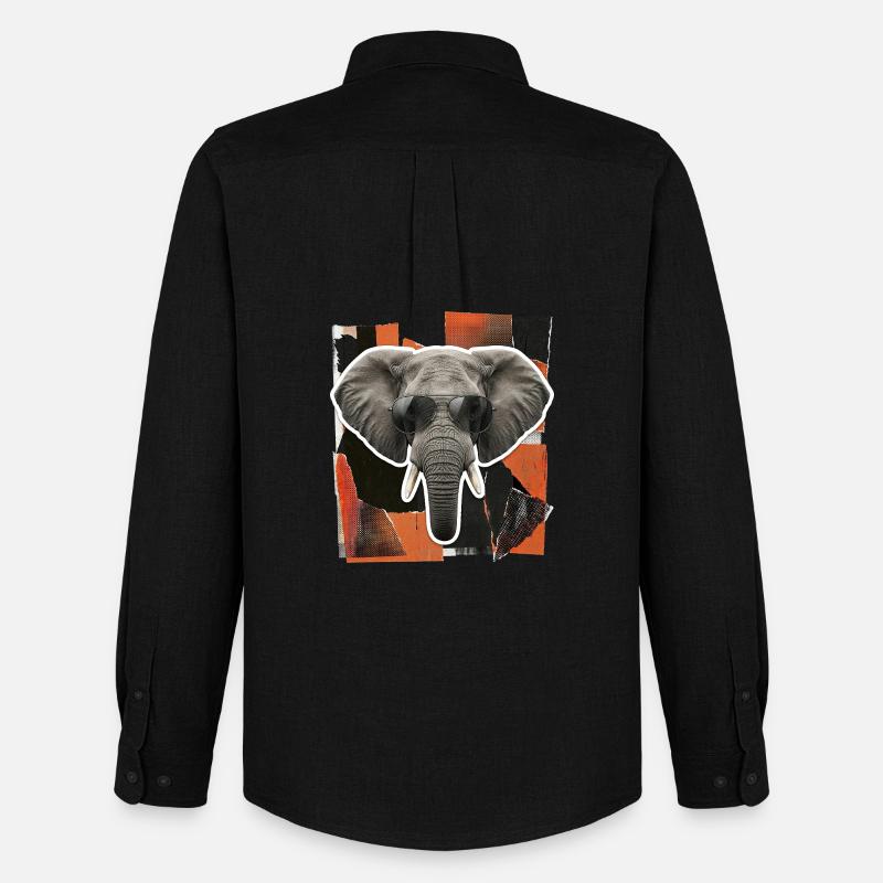 Elefant Sonnenbrille Risographie - Männer Oxford Hemd von Stanley/Stella - Schwarz