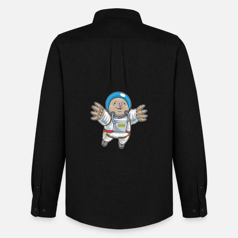 Maulwurf Astronaut Weltraum - Männer Oxford Hemd von Stanley/Stella - Schwarz