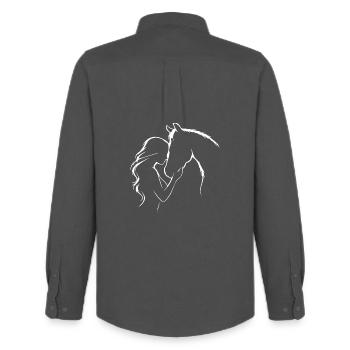 Horse Girl Heart Love Riding Rider - Men's Oxford Shirt by Stanley/Stella - anthracite - Back - AI Model Male 185 dark (185cm)