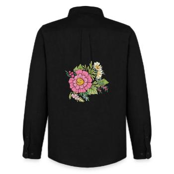  Blumenbild - Männer Oxford Hemd von Stanley/Stella - Schwarz - Hinten - AI Model Male 185 dark (185cm)
