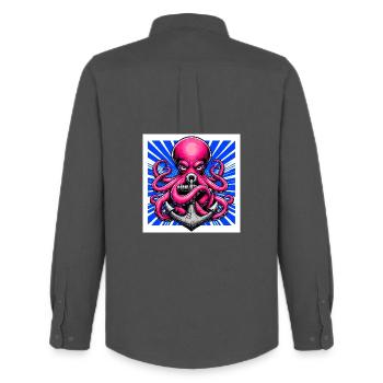 Octopus embraces an Anchor - Men's Oxford Shirt by Stanley/Stella - anthracite - Back - AI Model Male 185 dark (185cm)