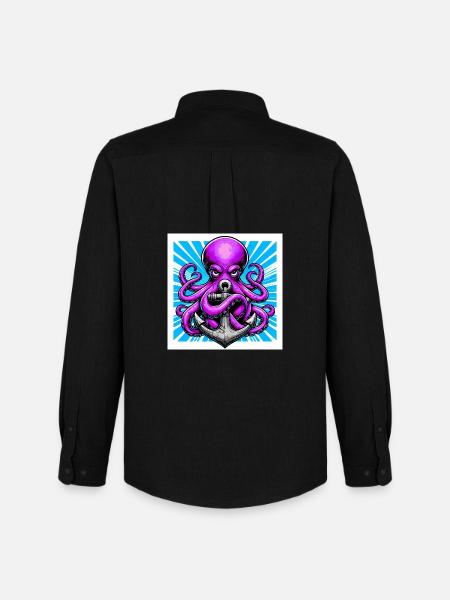 Octopus embraces an Anchor - Men's Oxford Shirt by Stanley/Stella - black