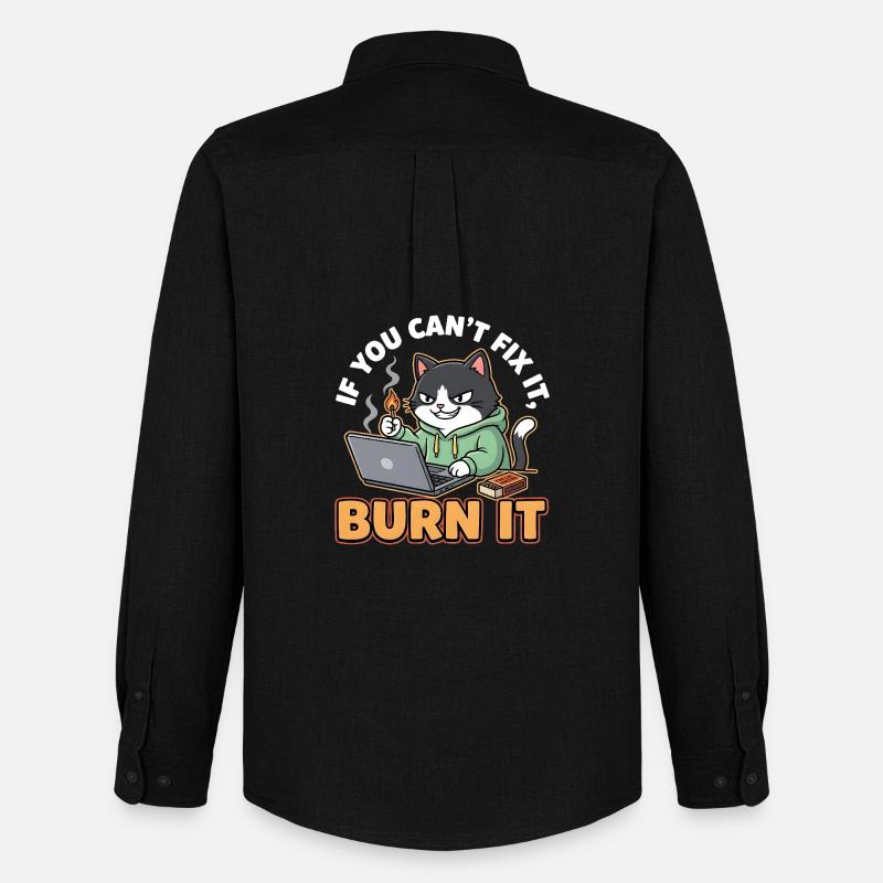 Burn It – Lustiger Spruch für Programmierer - Männer Oxford Hemd von Stanley/Stella - Schwarz