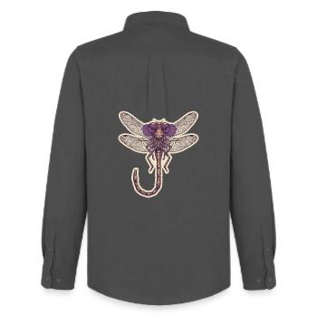 Coole Libelle - Männer Oxford Hemd von Stanley/Stella - Anthrazit - Hinten - AI Model Male 185 dark (185cm)