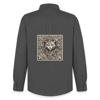 Âme Spirale de Chat - Chemise Oxford homme Stanley/Stella - charbon - Dos - AI Model Male 185 dark (185cm)