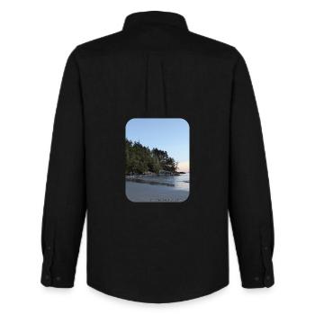 Tonquin Beach 1 - Men's Oxford Shirt by Stanley/Stella - black - Back - AI Model Male 185 dark (185cm)