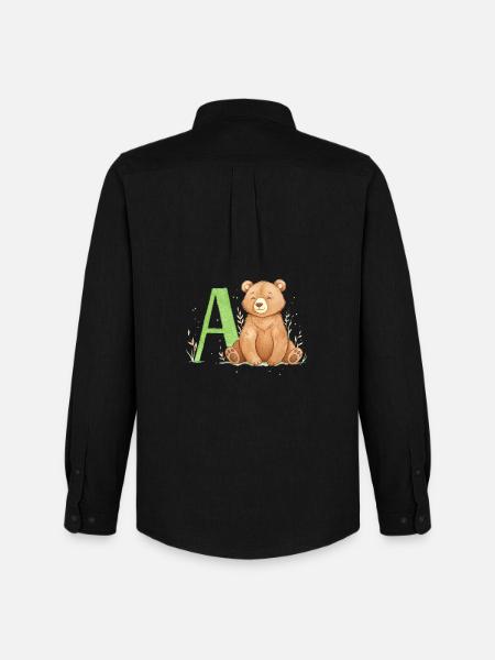 Alphabet Bear with Capital A - Men's Oxford Shirt by Stanley/Stella - black