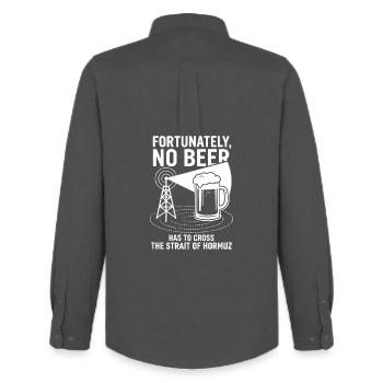 Fortunately No Beer Strait of Hormuz Humor - Men's Oxford Shirt by Stanley/Stella - anthracite - Back - AI Model Male 185 dark (185cm)