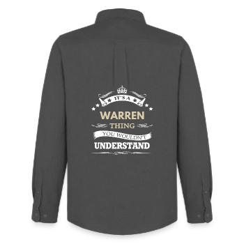 It's A Warren Thing You Wouldn't Understand  - Men's Oxford Shirt by Stanley/Stella - anthracite - Back - AI Model Male 185 dark (185cm)